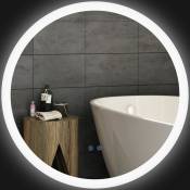 Kleankin - Miroir rond lumineux led de salle de bain ø 70 cm mural avec éclairage 3 couleurs interrupteur tactile système antibuée 35W blanc argent
