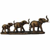 Lagrandeprairie - Déco famille 3 éléphants dorés 41x10x17cm