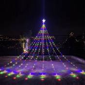 Led Guirlande Lumineuse Sapin de Noel avec Étoile, Lumière de Décoration d'Arbre de Noël,Noël Décoration Extérieur pour Fête Porte Cour Plafond