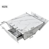 L&h-cfcahl - Table basse moderne tambour, table basse trapézoïdale en marbre blanc plaqué, table de salon 70x70x37cm