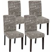 Lot de 4 chaises de salle à manger en tissu imprimé gris pieds foncés