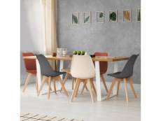 Lot de 6 chaises scandinaves sara mix color gris foncé x2, terracotta x2, beige x2