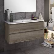 Meuble de salle de bain 80cm simple vasque - 2 tiroirs - sans miroir - Britannia (chêne foncé) - iris - Britannia (chêne foncé)