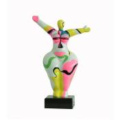 Meubletmoi - Statue femme bras levés peinture abstraite
