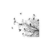 Micasia - Sticker de fenêtre Branches et oiseaux en automne - Dimension: 30cm x 35cm