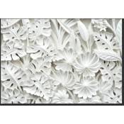 Papier peint feuillage blanc en relief pour déco raffinée 350 x 245 cm