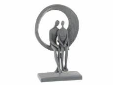 Paris prix - statuette déco "couple dans cercle" 30cm gris