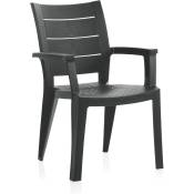Pegane - Lot de 4 chaises de jardin empilables en résine coloris Gris - Longueur 59 x Profondeur 60 x Hauteur 90 cm