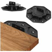 Plot réglable de 18 à 30 mm 10 Pièces pour terrasse bois et composite Socle en Plastique Roulements à Plaques Plastique wpc - Noir - Vingo