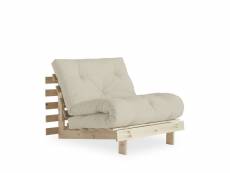 Roots - fauteuil convertible en bois naturel et tissu - couleur - beige