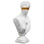 Statue buste avec masque doré en polyrésine 31.5