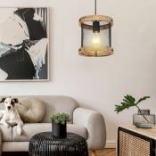 Suspension lampe de salle à manger suspension lampe en bois lampe de salon ronde, métal noir mat, DxH 40x120 cm