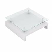Table basse de salon carrée verre blanc laqué