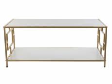 Table basse en bois mdf blanc et métal coloris doré