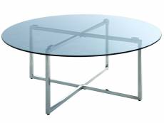Table basse en inox et verre trempé - diamètre 100 x hauteur 45 cm