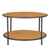 Table basse ronde en bois et métal D80cm bois clair