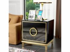 Table de chevet à 2 tiroirs avec pieds dorés louane - noir