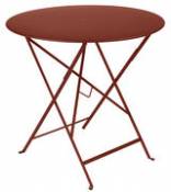 Table pliante Bistro / Ø 77cm - Trou pour parasol - Fermob rouge en métal