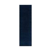 Tapis uni bleu à relief linéaire 80x300cm