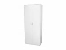 Tom - armoire 2 portes - 4 étagères - 74x35x180 cm - meuble de rangement avec portes - blanc