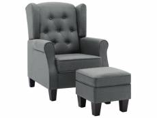 Vidaxl fauteuil avec repose-pied gris clair tissu 320151