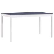 vidaXL Table de salle à manger Blanc et gris 140 x 70 x 73 cm Pin