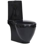 Vidaxl - Toilette en céramique Ronde Écoulement d'eau au fond Noir