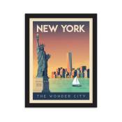 Affiche New York Etats-Unis + Cadre Bois noir 30x40