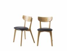 Aude - lot de 2 chaises en bois et simili - couleur - bois clair
