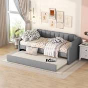 Banquette-lit 90 x 200(190), canapé-lit simple capitonné à roulettes, gris - RWMobilier d'intérieur Meuble de chambre Lit Lit avec tiroirs (5503)