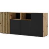 Bim Furniture - meuble tv como 'buffet salon auris 180x42x82cm chêne noir mat