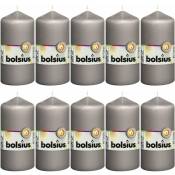 Bolsius - Bougies pilier 10 pcs 120x58 mm Gris chaud