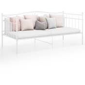 Cadre de canapé-lit Lit adulte pour chambre à coucher Blanc Métal 90x200 cm vidaXL