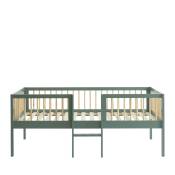 Cadre de lit pour enfant avec échelle en bois 90x190cm vert