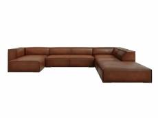Canapé d'angle droit panoramique "agawa", 6 places, marron, cuir véritable MIC_UR_71_F1_AGAWA5