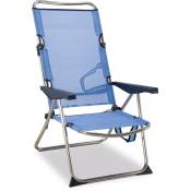 Chaise de Plage Lit Pliable Solenny 4 Positions Bleu