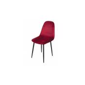 Chaise en velours rouge pieds en métal noir - 44x53x88cm