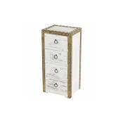Coffre de tiroirs en bois Paulonia MDF avec 4 tiroirs de style vintage blanc