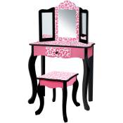 Coiffeuse enfant en bois table maquillage miroir tabouret Fantasy fields Teamson TD-11670A - Rose