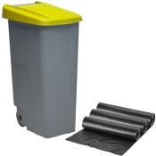 Conteneur de recyclage 110 litres fermés + sacs à ordures 3x unités de 10 unités - 0