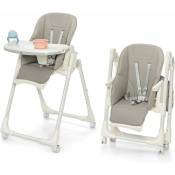 Costway - Chaise Haute Pliante Bébé avec Hauteur Réglable/Chaise d'Alimentation pour Nourrissons avec Plateau Amovible-4 Roues