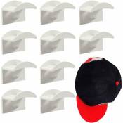 Crochets de Chapeaux Support mural pour chapeau et perruque casque de baseball adhésif sans perforation double hook Porte-Chapeaux Blanc 10 Pièces
