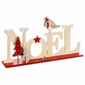 Déco de Noël en bois à poser - BLANC/ROUGE - l.11.5 x p.4 x h.22.5 cm