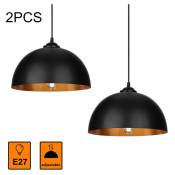 Einfeben - 2x Suspension Luminaire Lampe à suspension Abat-jour Lampe à suspension noir-or lumière rétro suspendue industrielle led - Noir