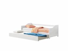 [en.casa] canapé-lit convertible pour 2 personnes canapé divan lit d'appoint structure en pin sommier à lattes en contreplaqué blanc 205x190,5x66cm