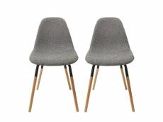 Fluk - lot de 2 chaises tissu gris chiné et bois