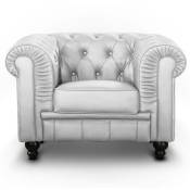 Grand fauteuil Chesterfield Argent - Argent