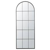 Grand miroir fenêtre arche en métal noir 71x180