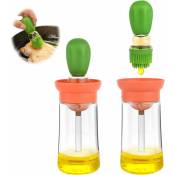 Heytea - Flacon distributeur d'huile d'olive en verre avec brosse en silicone 2 en 1 pour la cuisine, le barbecue, les crêpes - Vert
