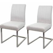 HHG - jamais utilisé] Lot de 2 chaises cantilever 096, chaise visiteur chaise de conférence, velours inox brossé crème-blanc - white